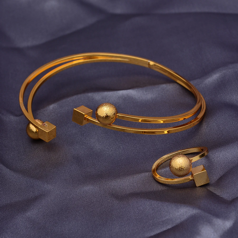 Bangle Bracelet 24K Bead Gold Color Bangles For Women African Ethiopian Bracelets Wedding Square Jewelry Party Gifts Bijoux Comorien Dubai bangle bracelet