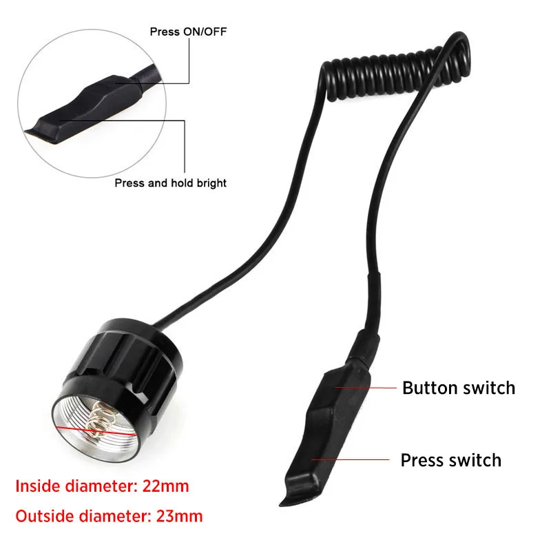 2-mode Remote Control Pressure Switch Tactical Switch for 501B Flashlight Torch Tail for WF 501B LED Flashlight