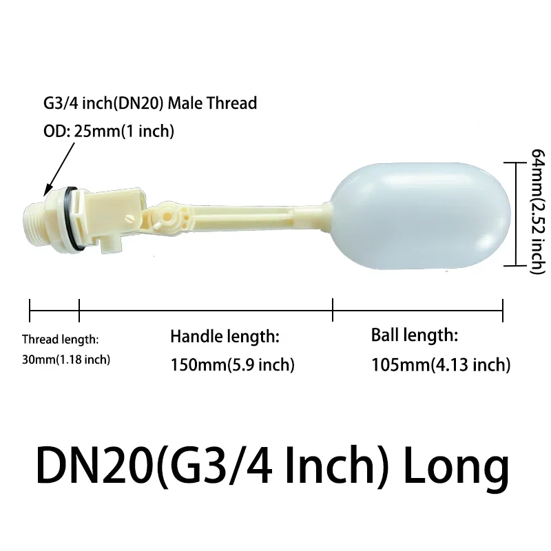 1pc Automatic Water Float Valve Water Level Controller Plastic Float Ball Valve For Livestock Bowls Horse Cattle Dog Cat