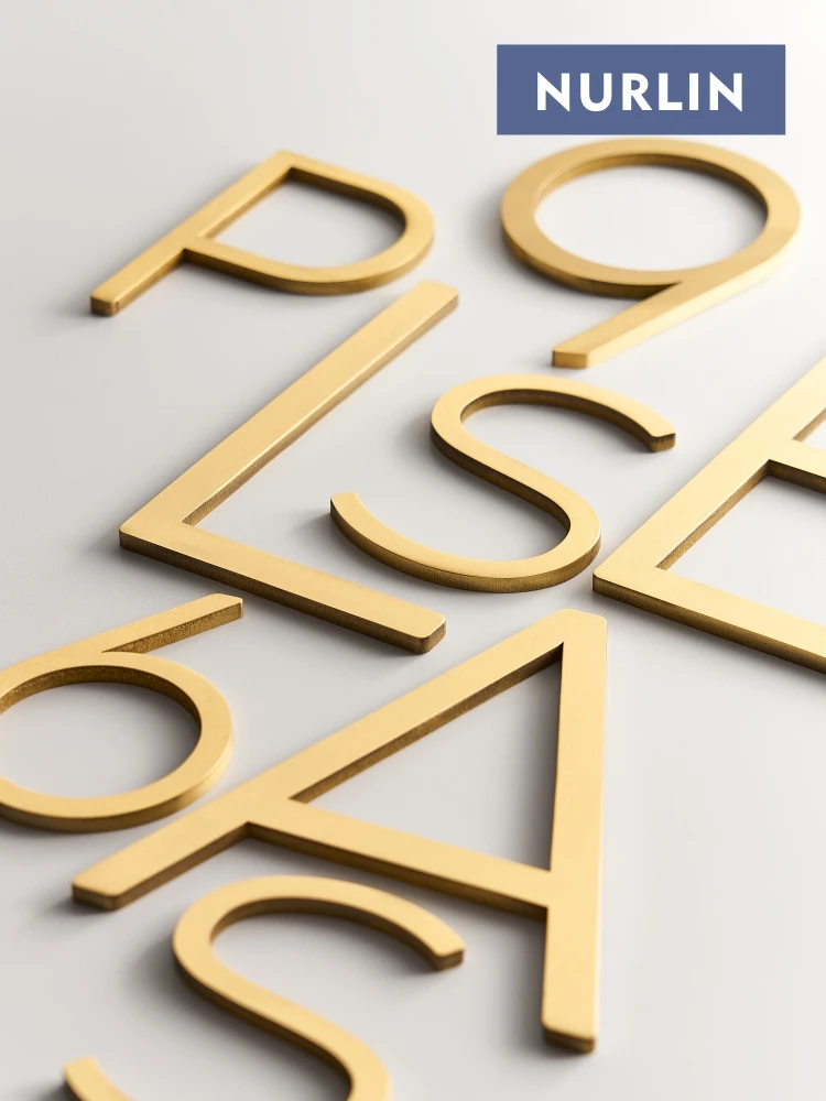Nurlin Solid Brass 4-12 Inches 10-30cm Big Number Letter Door House Public Sign Customizable Floating Signature Outdoor Digits house number signs door signs house numbers number plate