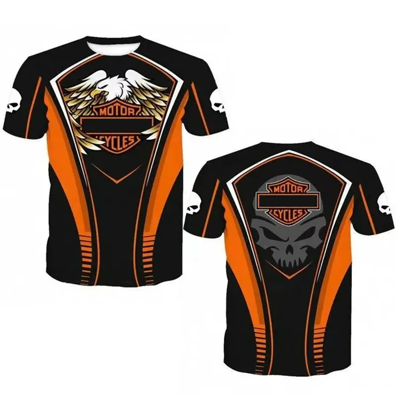 Motorcycle Tshirt Match Skull Men Women Short Sleeve