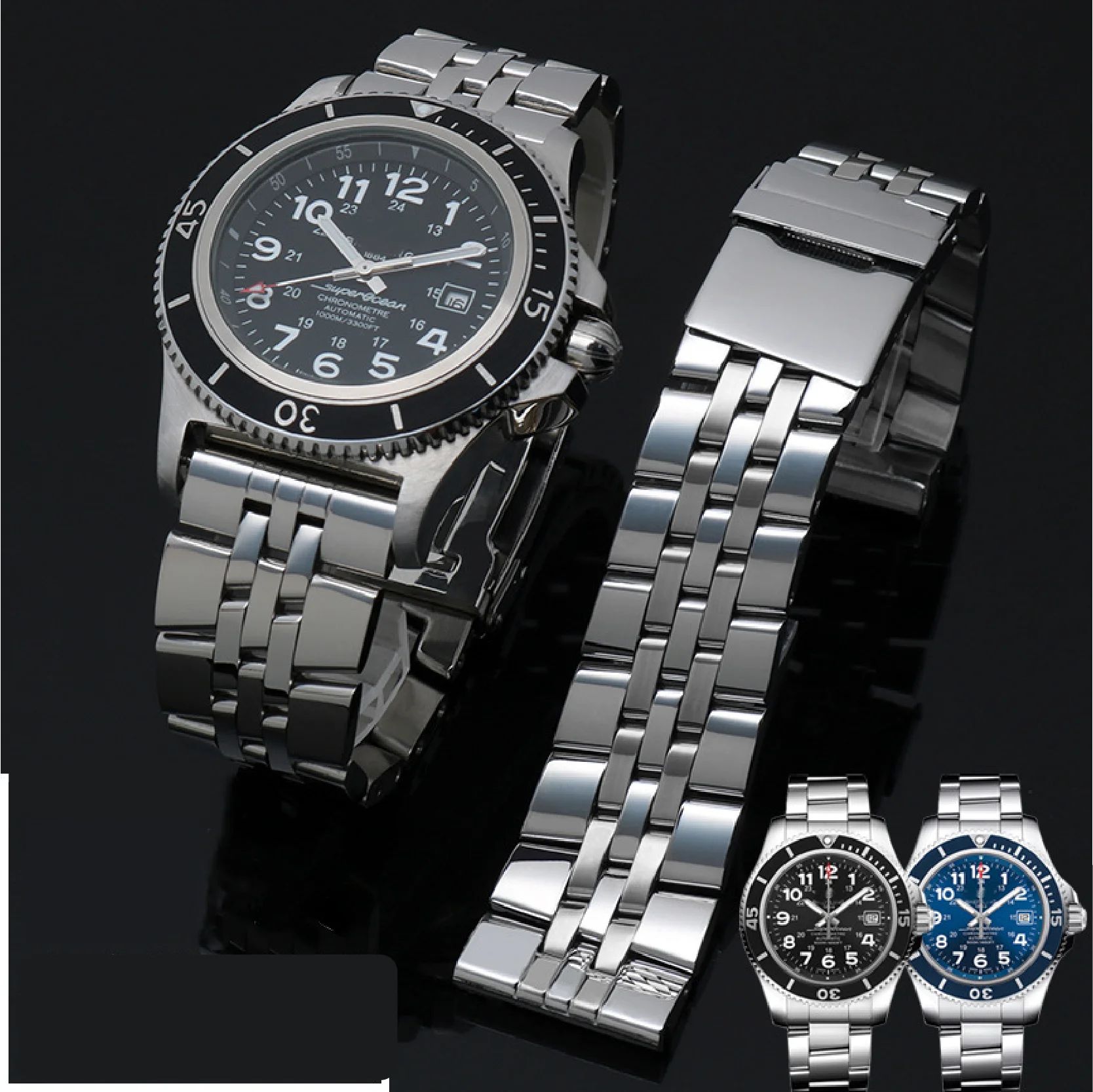 Per Cinturino Breitling Super Ocean Avenger Ii Aero Chrono Blackbird Scout Cinturino In Acciaio Da Uomo 22Mm