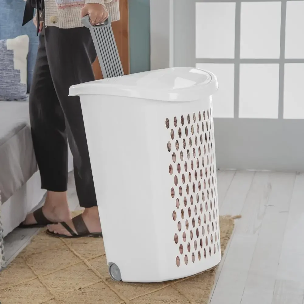 Laundry Hampers Set of 2 Wheeled Portable Storage Basket
