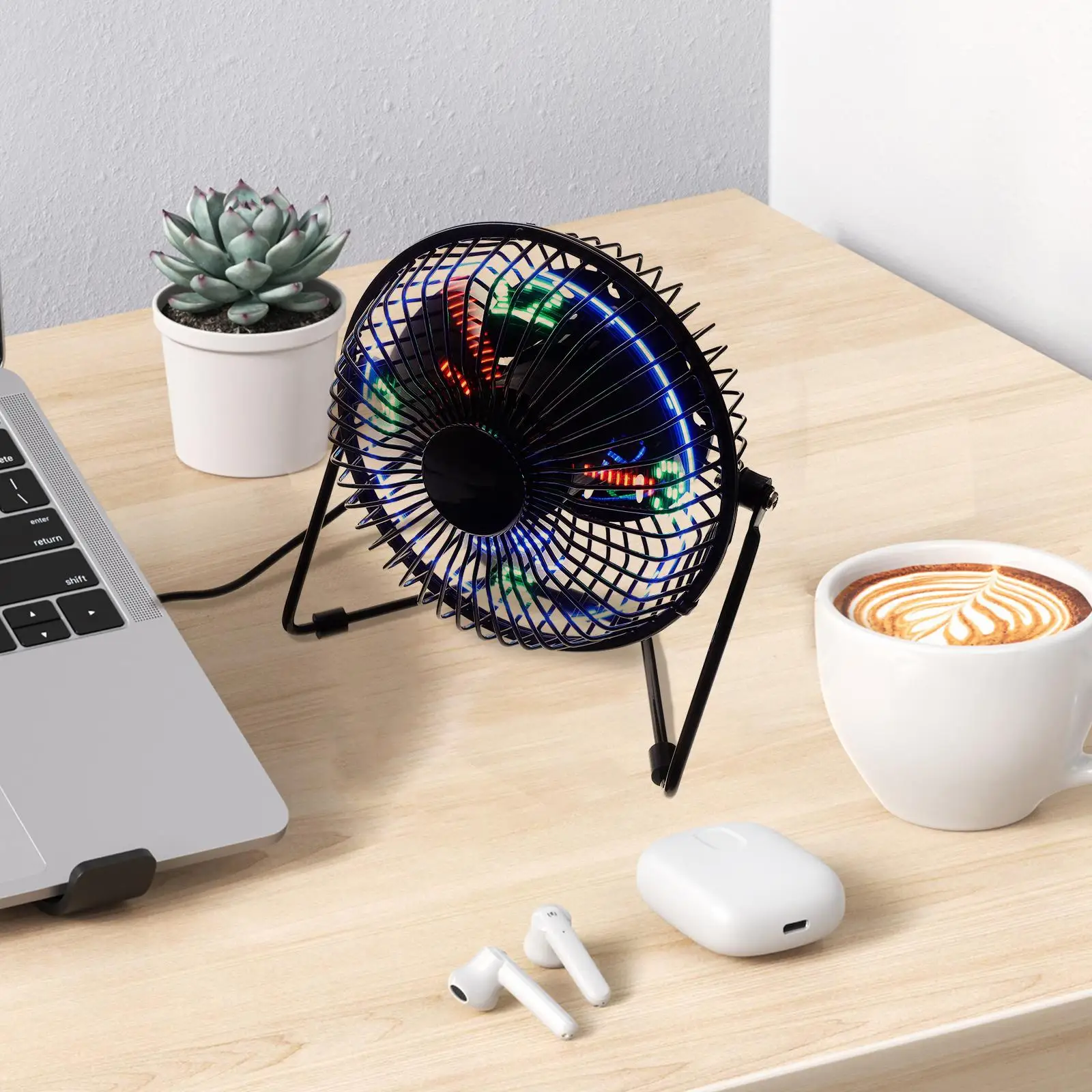 Portable Mini Fan Temperature Display Usb Clock Fan Led Cooling Computer Peripherals Electronics Gadgets Travel Accessories