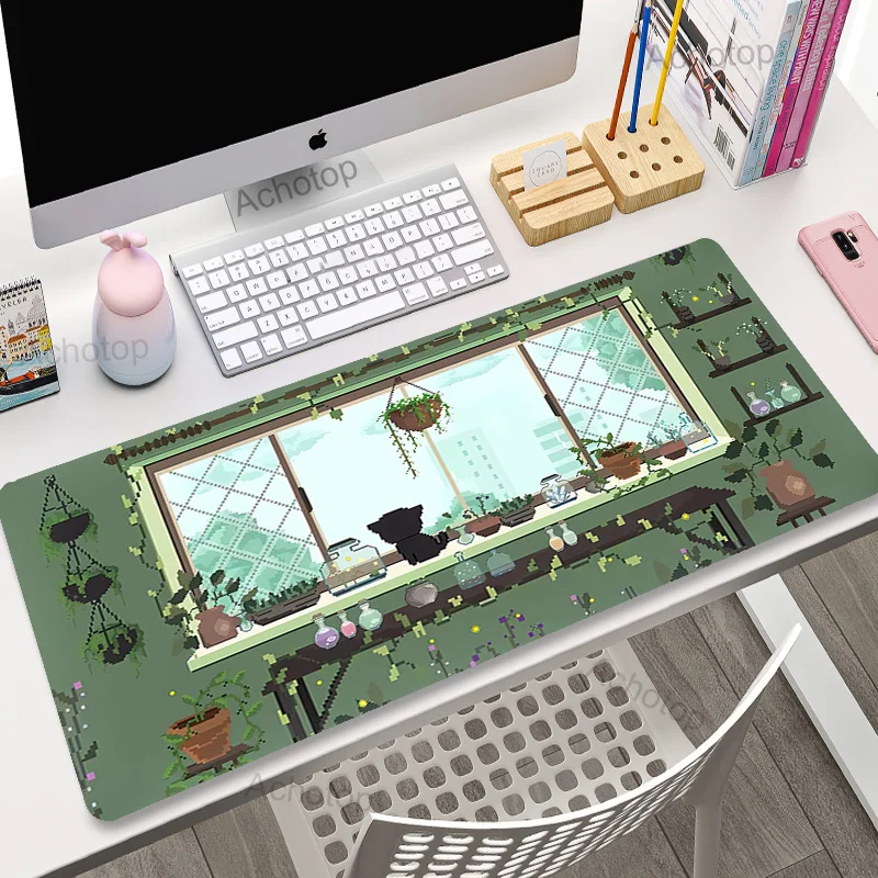 thumbnail image 1 of Alfombrilla grande para ratón y teclado para videojuegos, alfombrilla grande para ratón con diseño de gato bonito XL, planta verde, para ordenador, Gamer, tableta, alfombrilla para ratón larga XXL 900, 1 of 5