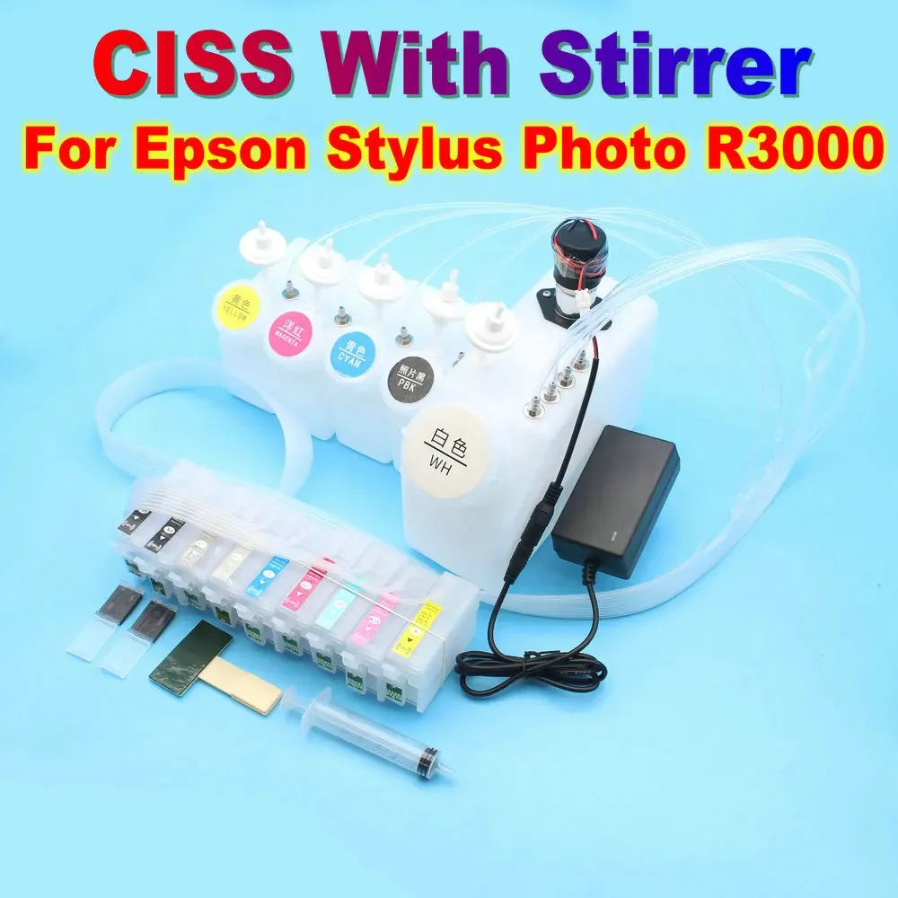 R3000 DTF Ciss System Kit For Epson Stylus Photo R3000 Ink Tank Ciss With Stirrer DTF Ink Tank CISS Continuous Ink S