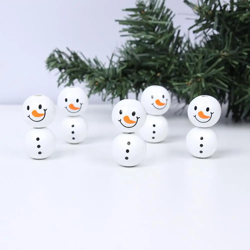 

Playful Wooden Beads Festive Holiday Decorations Diy Snowman Shape Ornament Craft with Christmas Wooden Beads for Jewelry