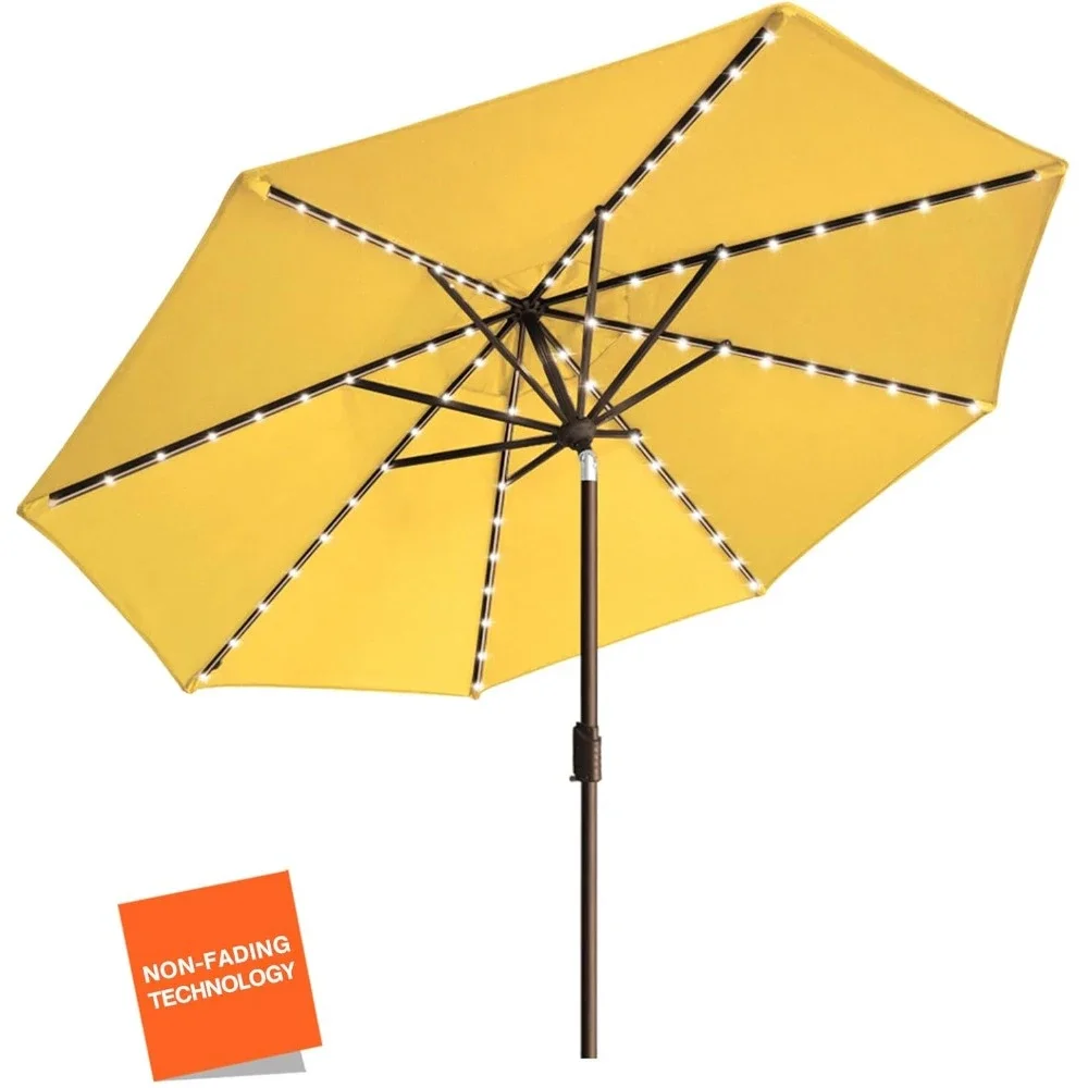 

Выцветающий зонт на солнечной батарее, 9 футов, зонты для внутреннего дворика с 80 фонарями, внешние фонари с вентиляцией для сада, лужайки