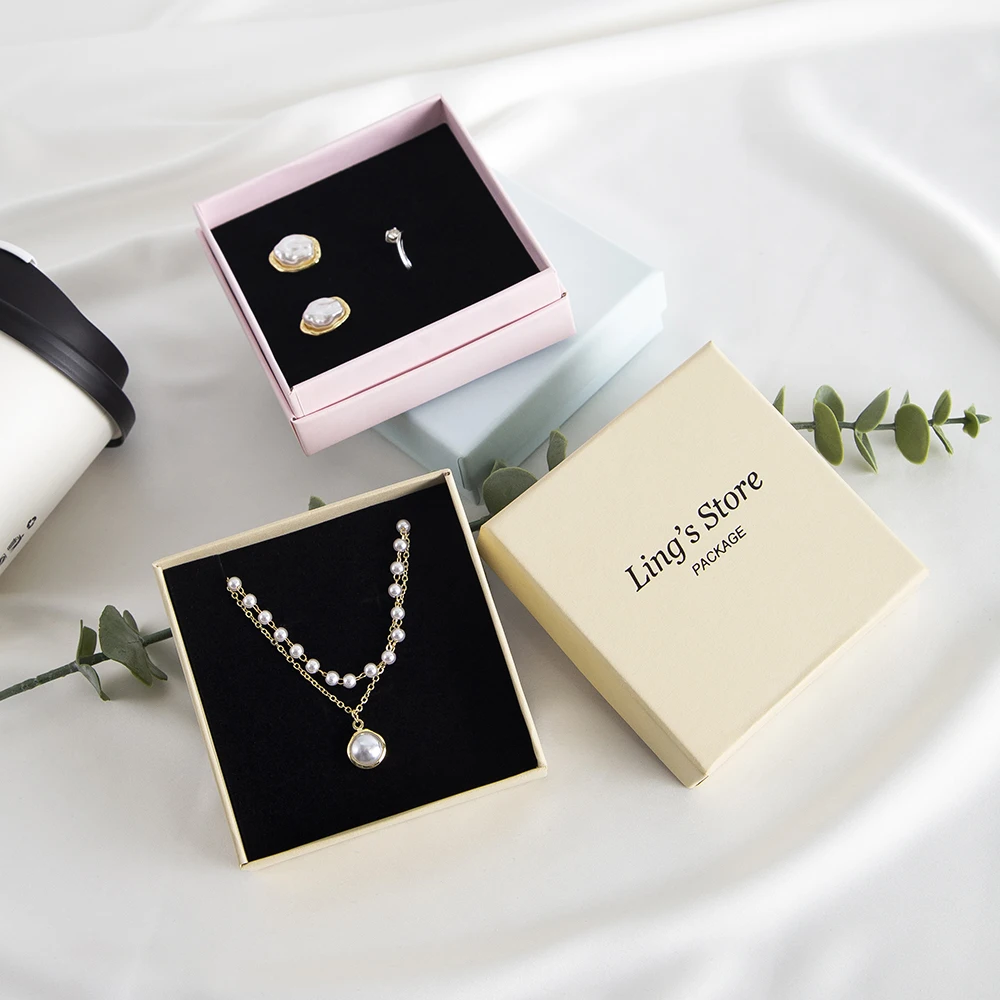 24 Stück individuelle Logo weiße Schmuck-Verpackungsbox, Hochzeitsbevorzugung, Geschenk, Ohrring, Ohrstecker, Armband, Anhänger, Perlenkette, Ölbeutel, Aufbewahrung – Detail 6
