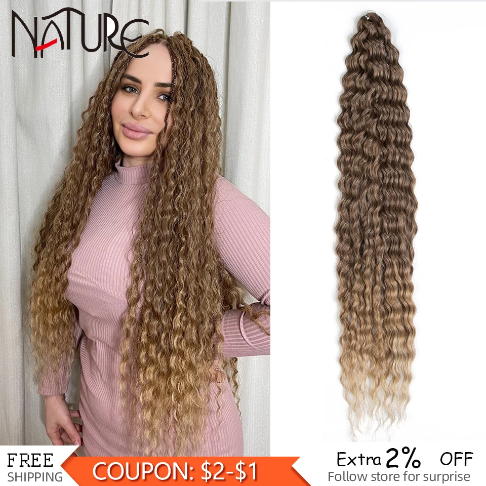 

Long Water Wave Ombre Blonde Twist Crochet Hair Synthetic Braid Hair 32Inch Natura Deep Wave Braiding Hair Extension