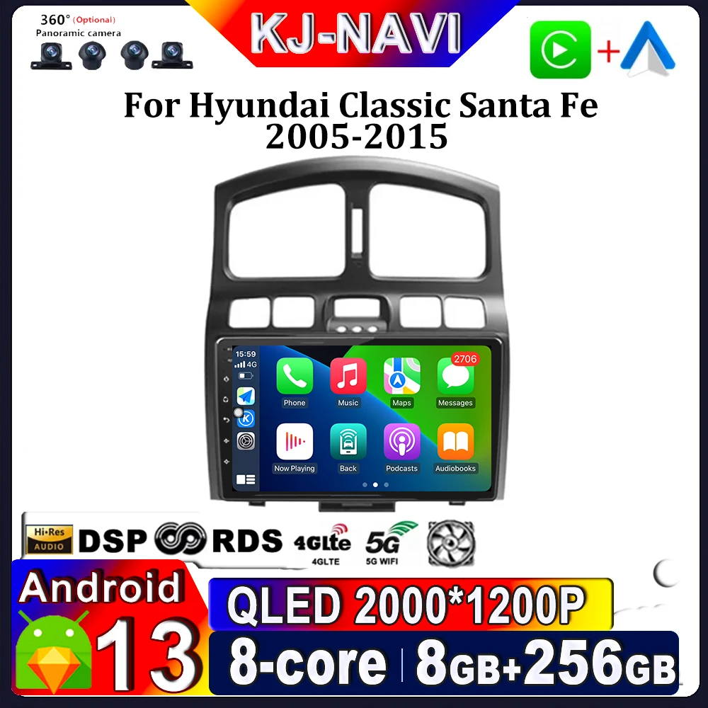 For-Hyundai-Classic-Santa-Fe-2005-2015-Android-13-Auto-Radio-Car ...