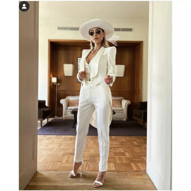 Blazer Ropa Blanca Para Mujer Trajes De Oficina Hechos A Medida