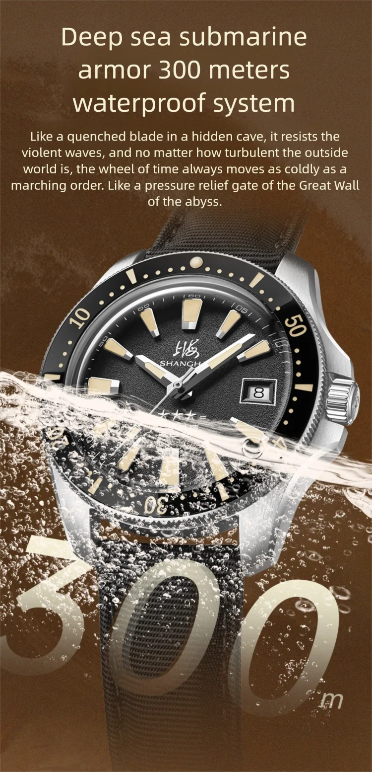 Shanghai Herrenuhren, allgemeine Serie, automatische mechanische Herrenuhren, Sport-Taucheruhren, 300 Meter wasserdichte Uhr 2025 – Detail 9