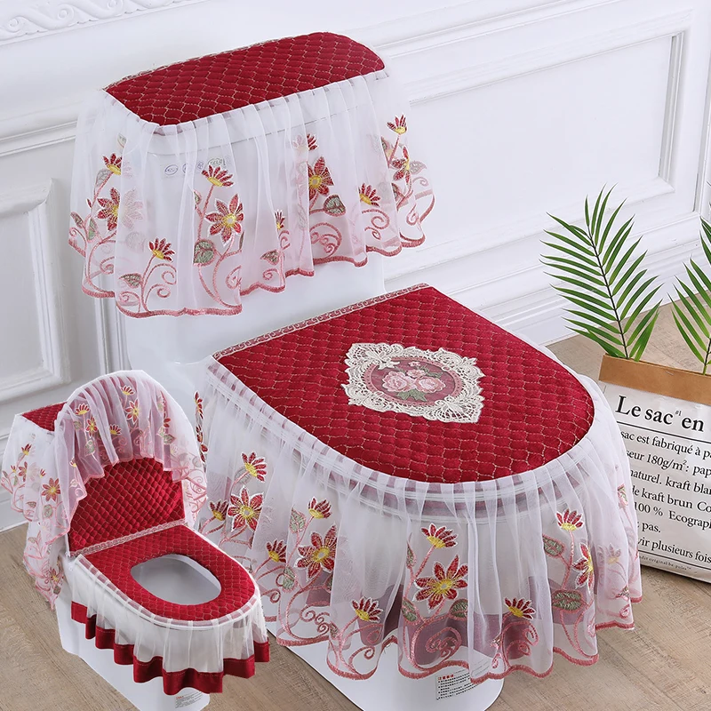 Universal Washable Toilet Cover, Plush Toilet Cushion, Three Piece Set, Thickened, Zipper Mat, Urinal Protective Cover