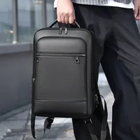 Sac à dos exécutif hommes sacoche en cuir PU USB charge porte-documents bureau voyage ordinateur portable bureau affaires épaule sac à dos mâle 3