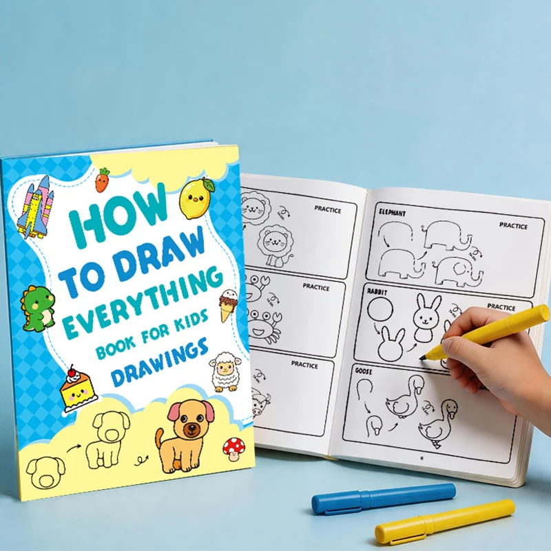 Come disegnare tutto: libro di disegno passo dopo passo per bambini, tutorial semplice per schizzi, quaderno da colorare, guida alla disegno