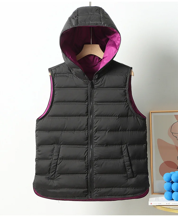 Ultra Light Down Vest for Women Seamless Winter Outwear White Duck Down Short Coats Lightweight Sleeveless Jacket Women VT-303