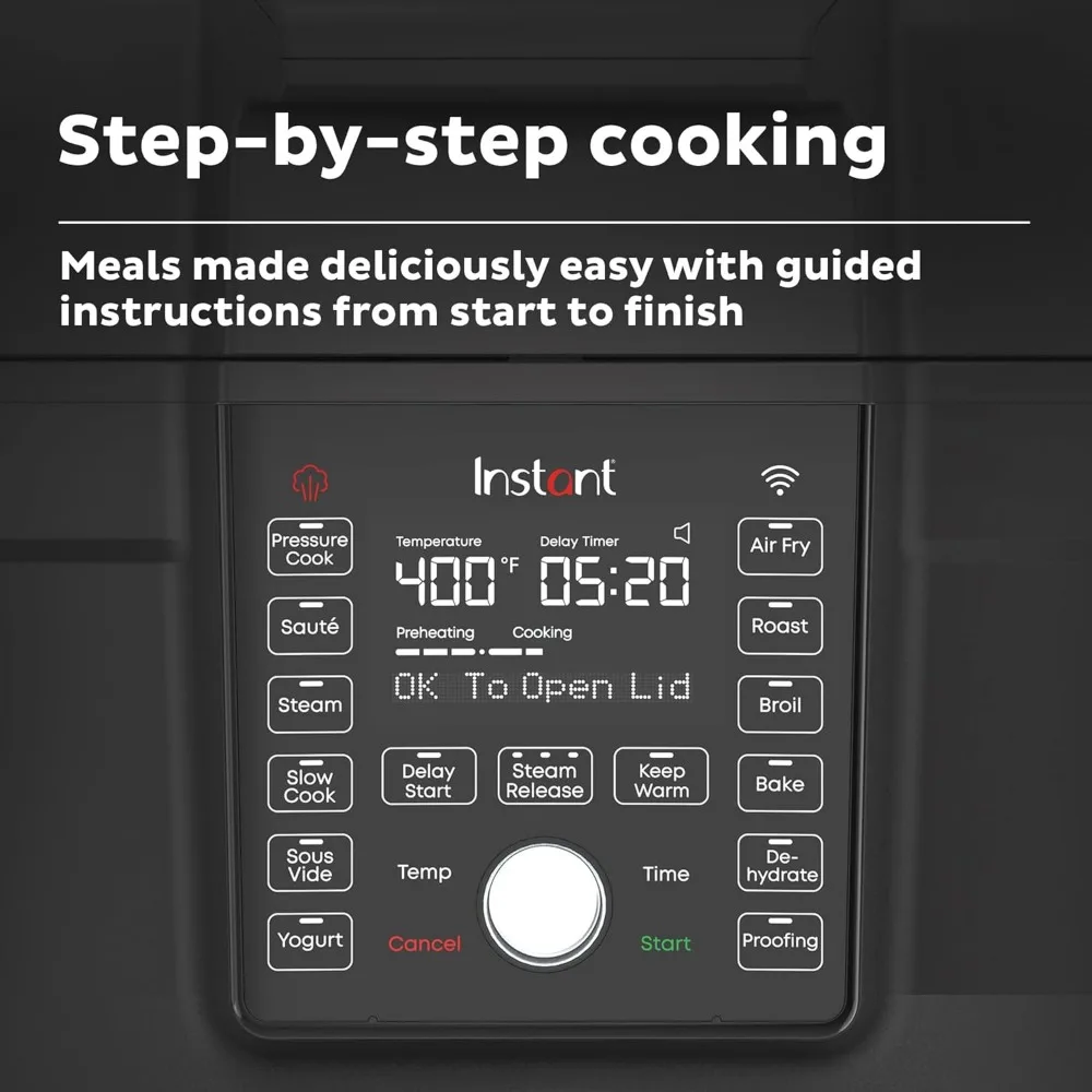 Pot 6.5 Quart Duo Crisp Ultimate Lid with WIFI, 13-in-1 Air Fryer and Pressure Cooker Combo, Sauté, Slow Cook, Bake, Steam, Warm 5