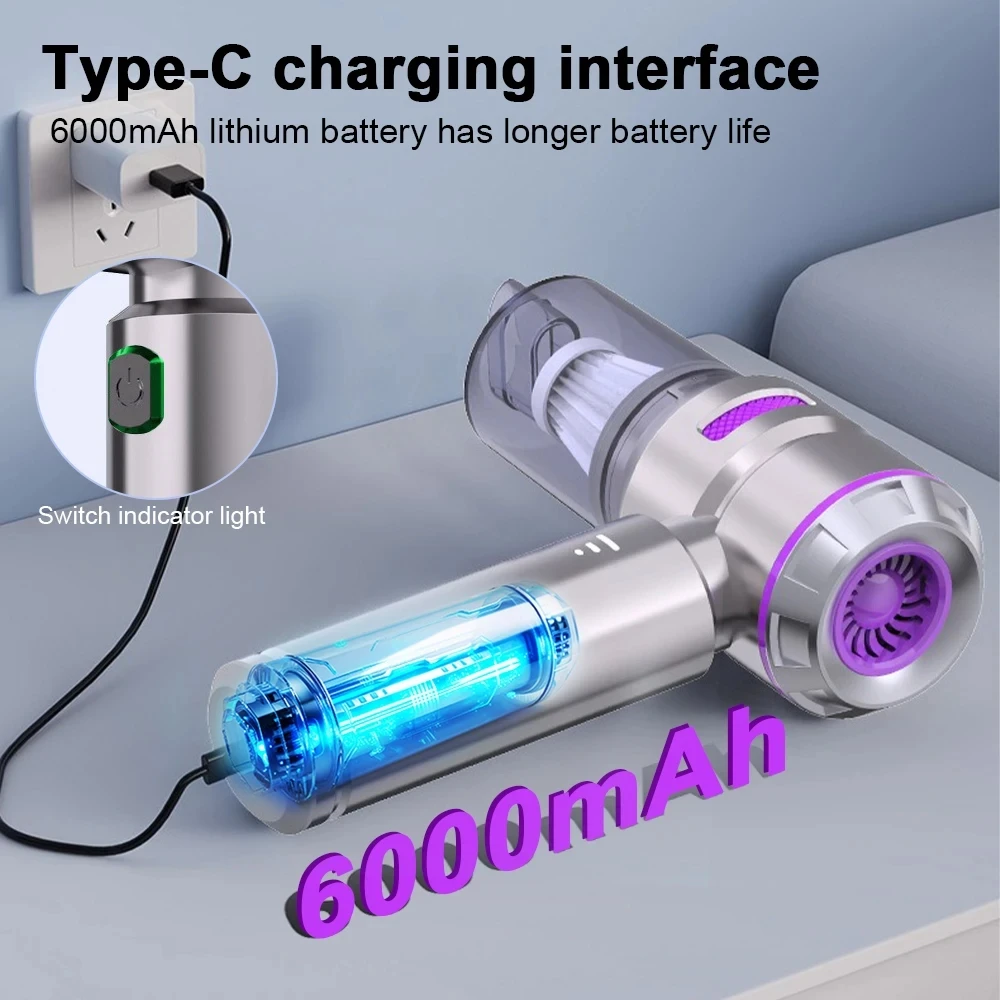 Wireless Car Vacuum Cleaner 21000PA High Power Car Tools Handheld Cleaning Machine Home and Office
