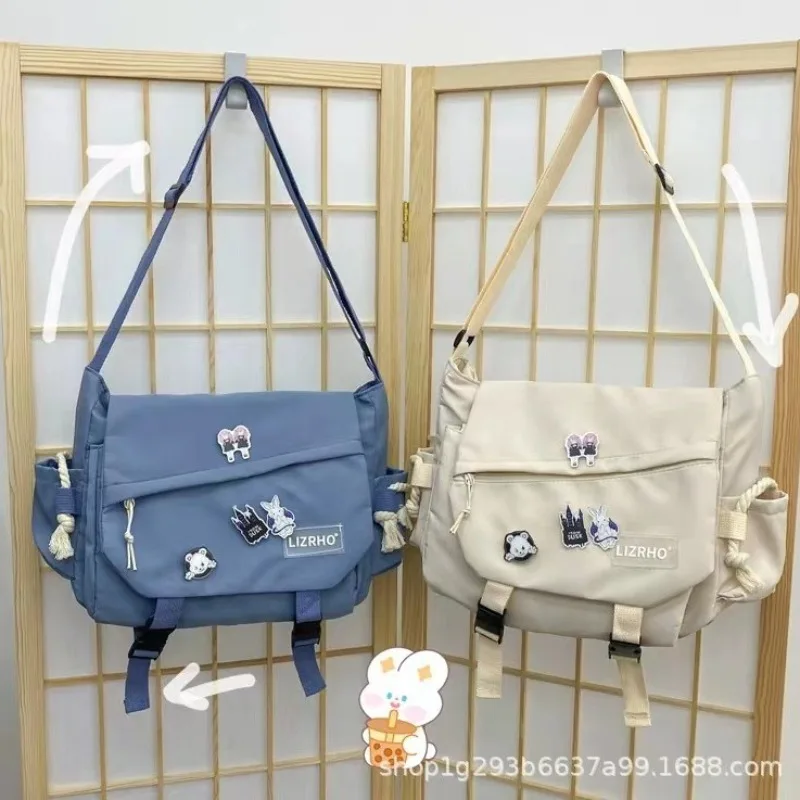 

Large Capacity Luxury Brand Shoulder Bag Japanese Harajuku Retro Work Style Designer Mailman Bag Student Nylon Crossbody Bag