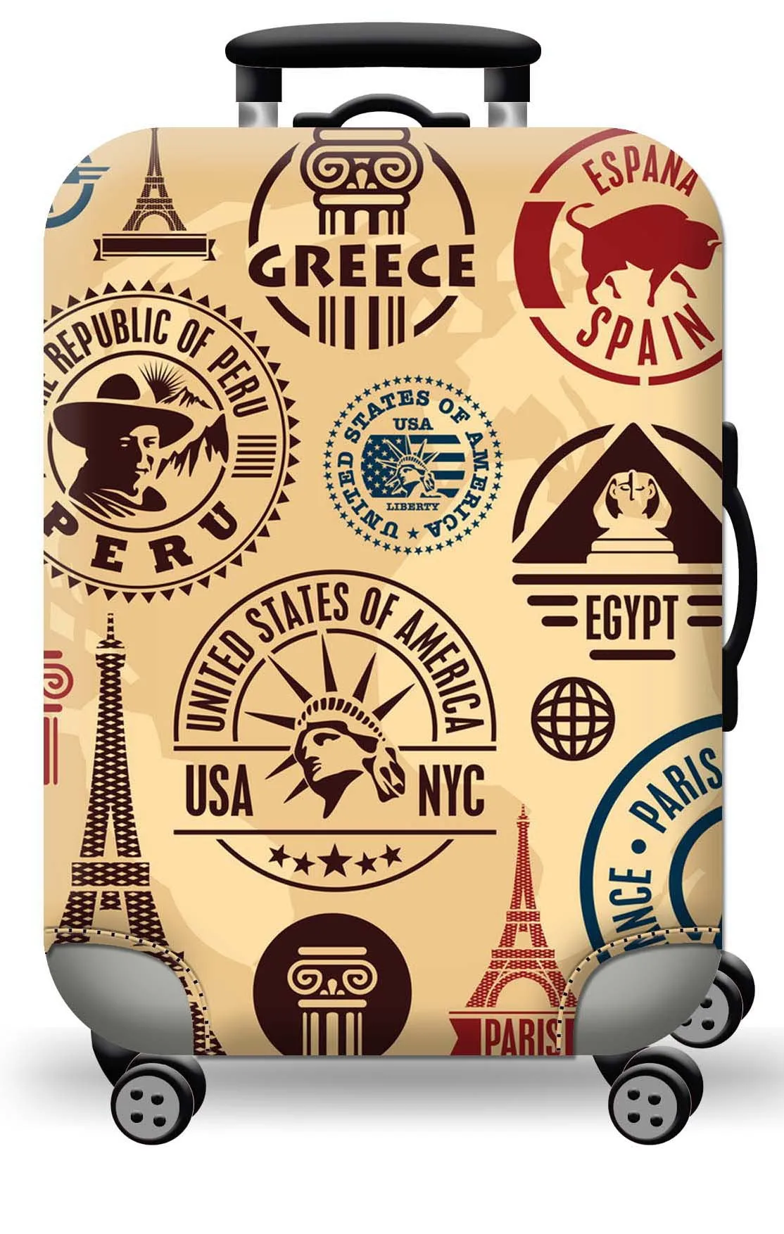 Universal Elastic World Map Luggage Protective Cover - Travel Accessory