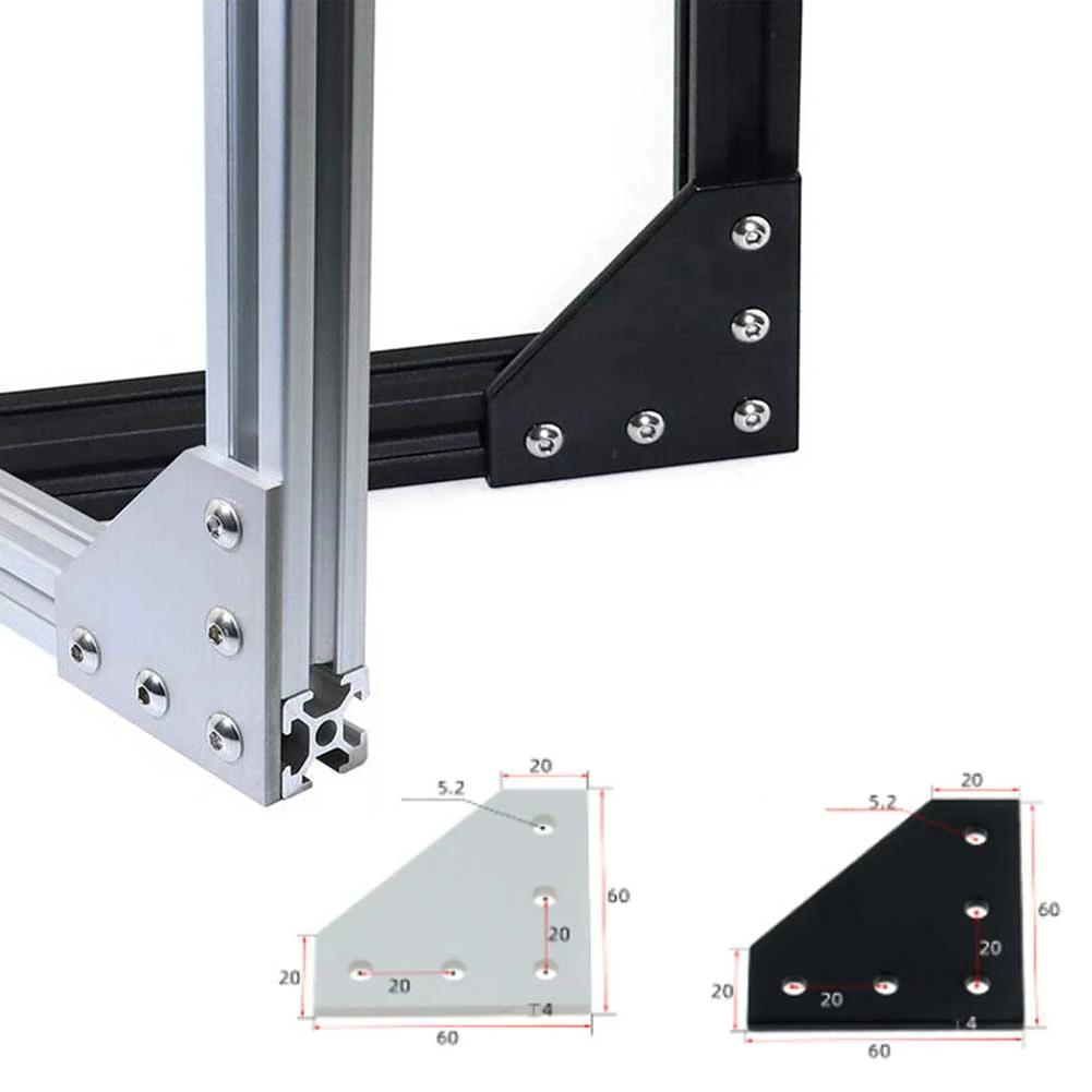 4pcs Joint Board Plate Corner Angle Bracket Aluminum Alloy For Series Aluminum Profile 5Hole 90 Degree Furniture Hardware