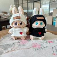 17cm Mini Plush Doll'S Clothes Outfit Accessories for Korea Kpop Exo Labubu Idol Flower Shirt Leather Jacket Skirt Clothing Gift