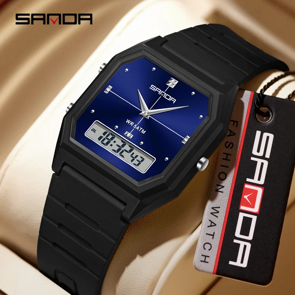 SANDA New Fashion Waterproof Dual Display Digital Leisure Watch