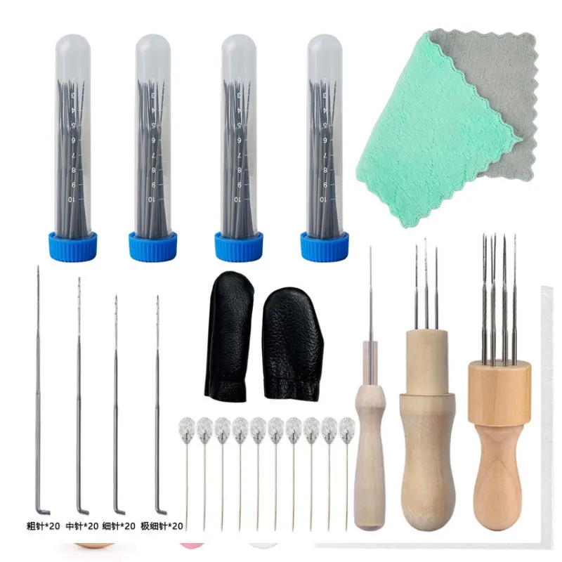 Wool Felting Needles Kit Wood Handle Felting Needles Wool Felt DIY Craft Tool For Handmade Doll Making Tools Set
