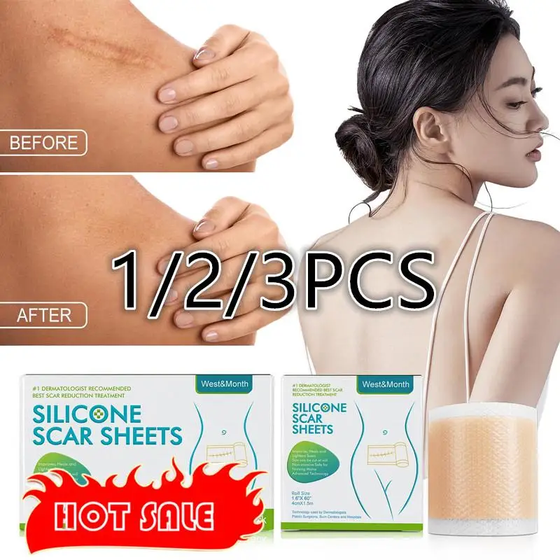 

1/2/3pcs Silicone Scar Sheets Skin Repair Patch Removal Self-Adhesive Stretch Mark Tape Therapy Patch Burn Scar Skin Care