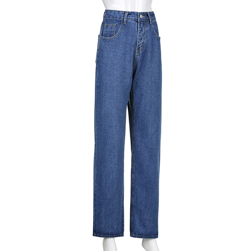 straight leg jeans JMPRS Fashion Butterfly Print Women Jeans High Waist Loose Wide Leg Denim Pants Y2K Mom Boyfriend Capris Straight Trousers 90s zara jeans