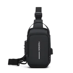 Elegant Men's Crossbody Sling Bag - Durable Oxford Fabric, Modern Chest Pack with Secure Zip Closure and Handy Phone Pocket for Daily Commute (Black)