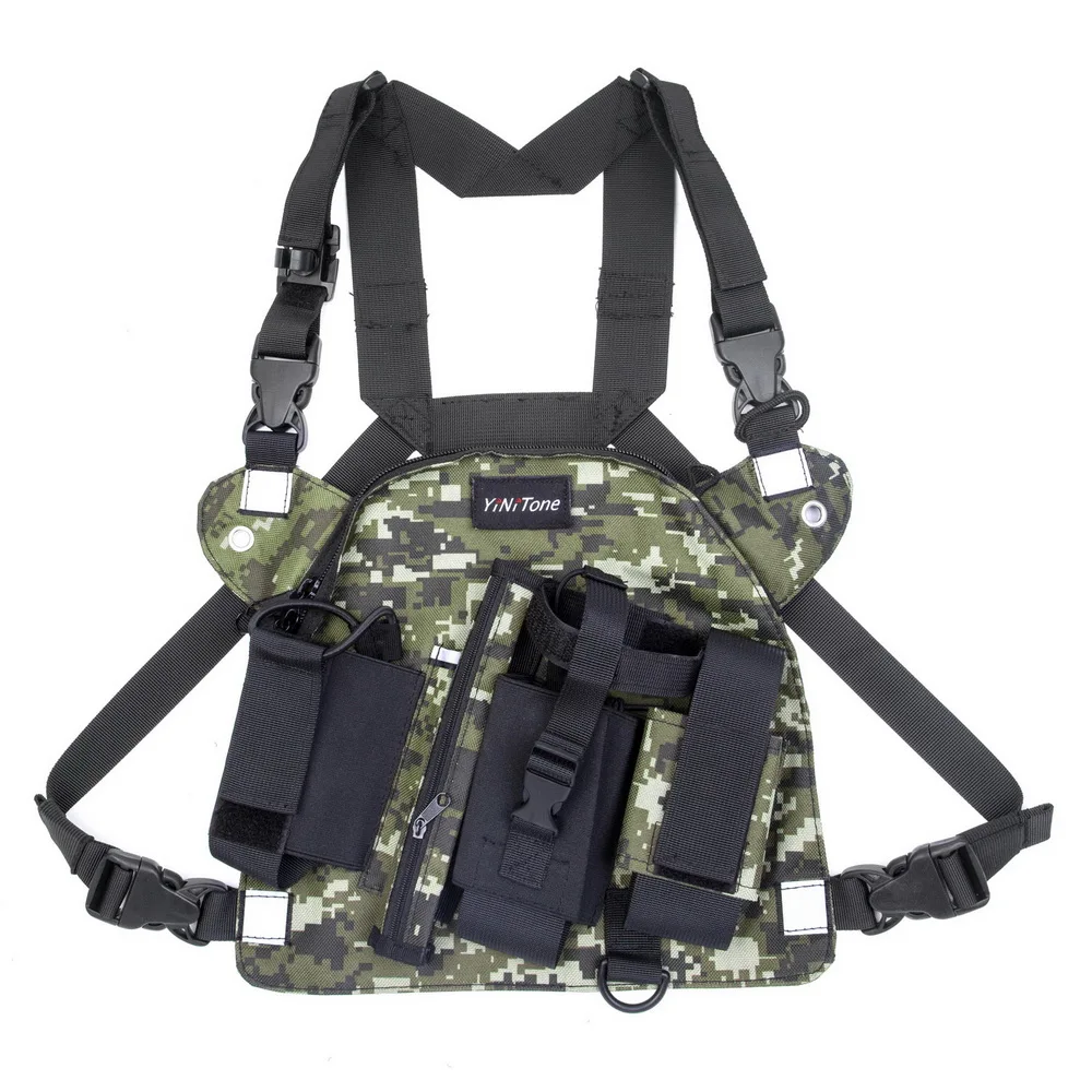 YiNiTone BG-02 digital camouflage Universal Radio Chest Harness Bag Pocket Pack Holster  for Two Way Radio