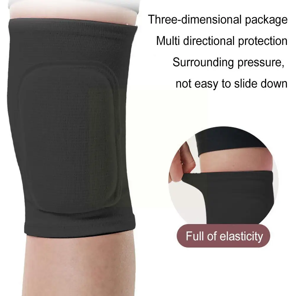 1 Par Espessado Esponja Joelheiras Elásticas Esportes Compressão para Dança Yoga Vôlei Fitness Treinamento Protetor Adultos M1E8_voghion.com