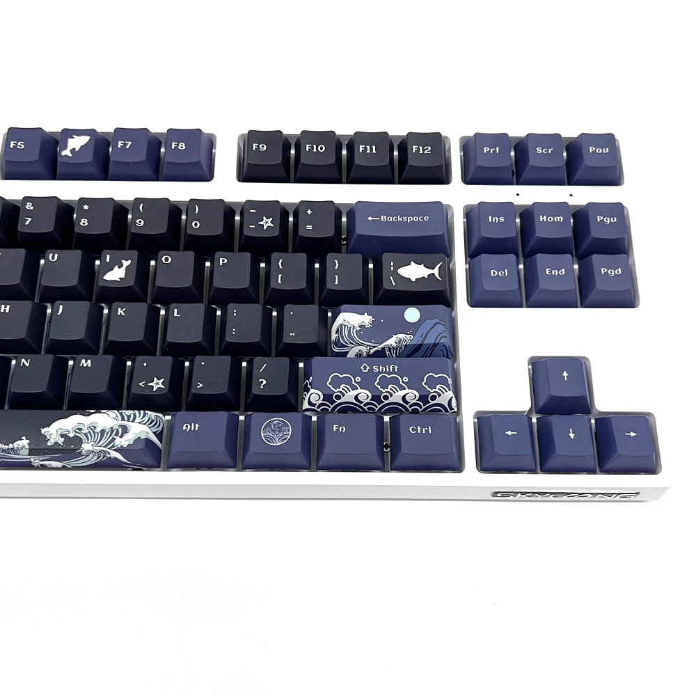129 chaves coral mar keycaps preto inglês