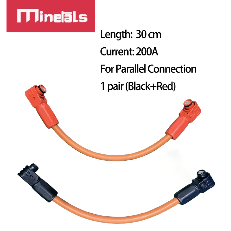 200A Battery Energy Storage Connector Cable 2 Meters 30mm Elbow Power Connector For RV Household Parallel Connection Terminal