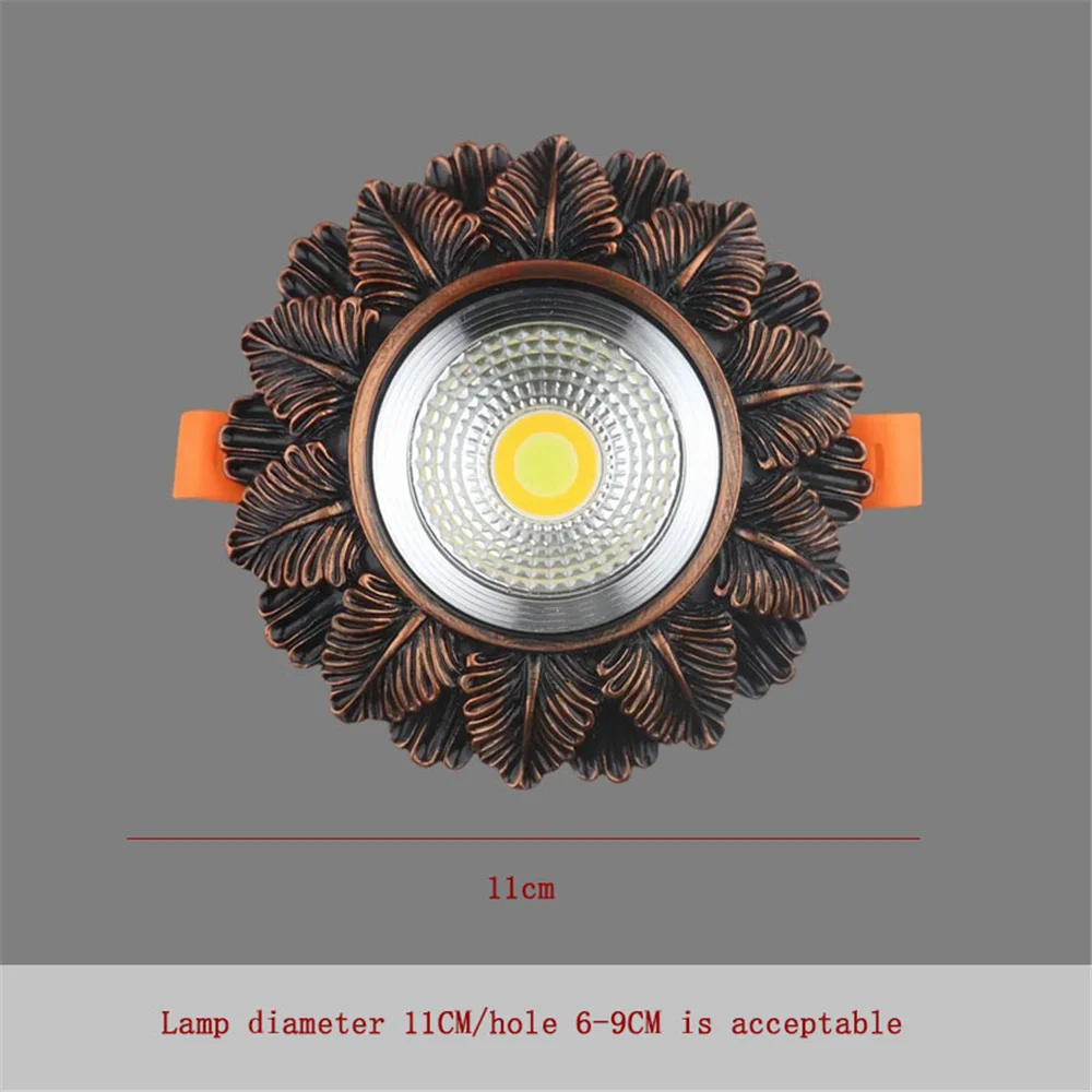 복고풍 디자인 수지 깃털 Led 통 6 9 Cm 구멍 3 5 10Watts 110 220 볼트 천장 매립형 스팟 램프 국가 홈 장식