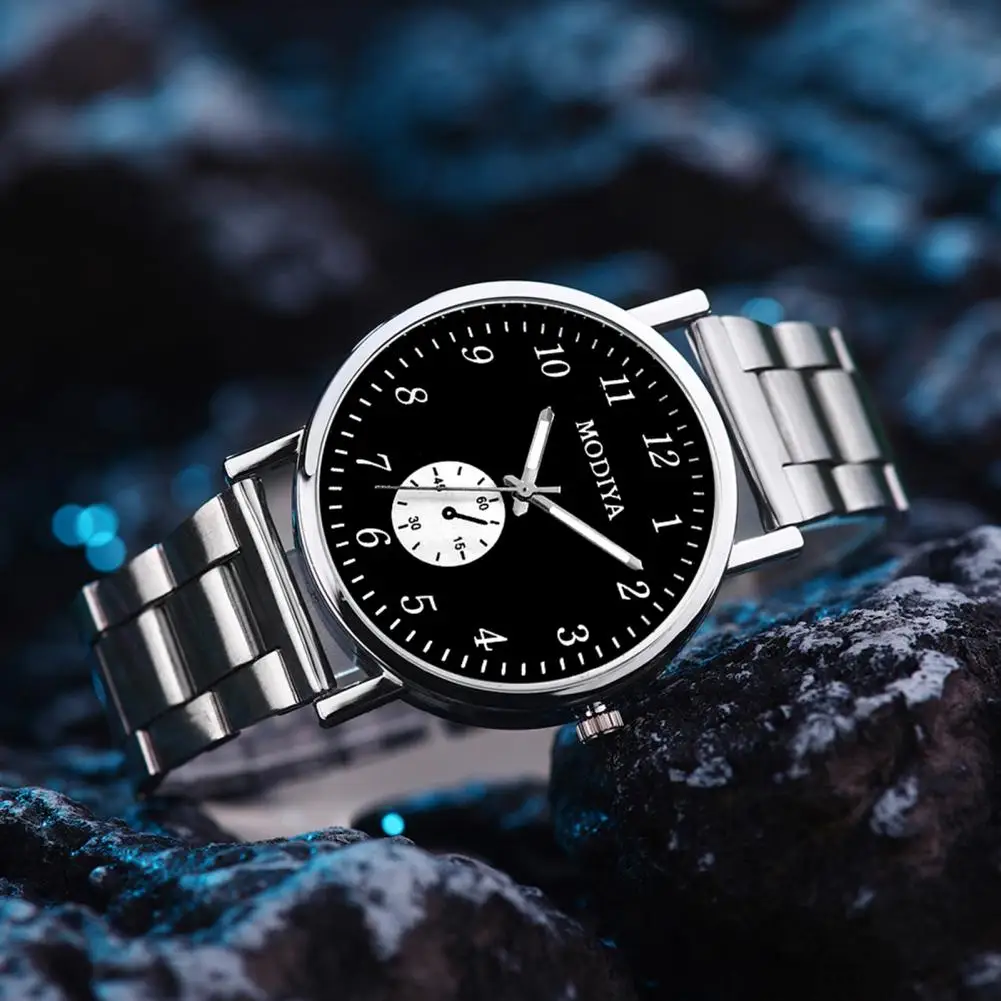 

Quartz Movement Watch Elegant Minimalist Men's Quartz Watch with Round Dial Steel Strap Business Casual Fashion for Birthday
