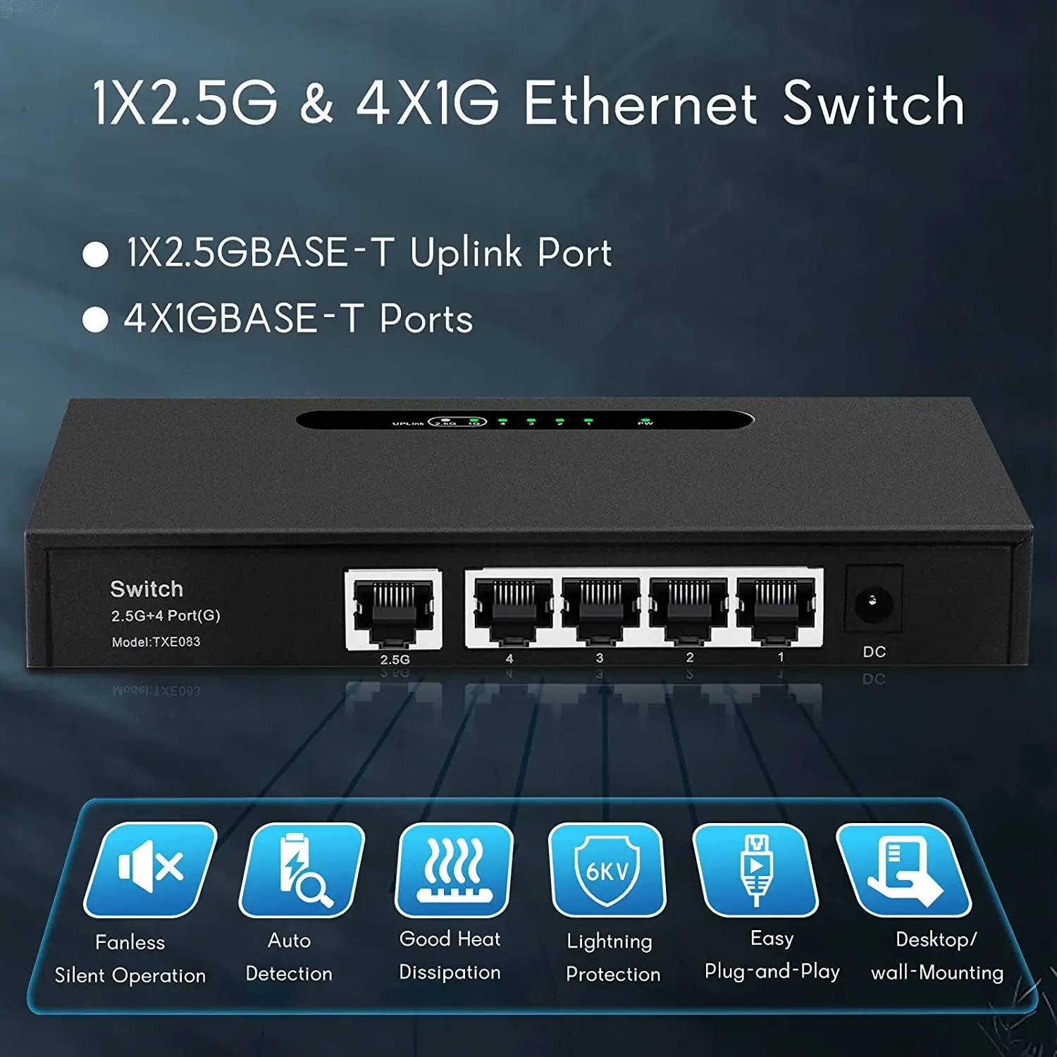 IENRON 2.5G Switch Ethernet 5 porte Smart Network Switch 10/100/1000/2500Mbps VLAN RJ45 Hub per telecamera IP CCTV/Router Wifi