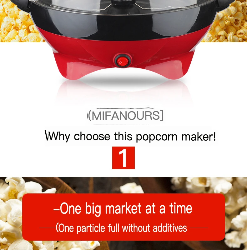 Description Picture 3 of itemRed Children's Electric Popcorn Maker Home Use round Shape with Fuel And Sugar Addition Functionality for Kids RH906