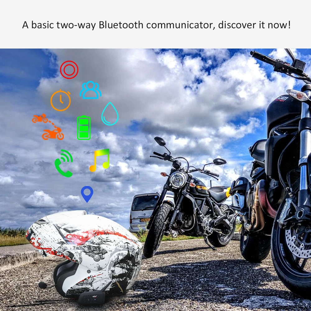 EJEAS V6 Pro Bluetooth Motorcycle Communicator Helmet Intercom Moto FM  Headset Referee with Mic 1200m Interphone for 6 Riders Internal Battery