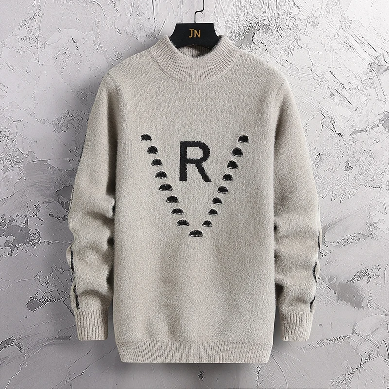 

Woolly Men's Half Turtleneck Base Shirt Autumn and Winter Korean Thick Warm Winter Clothes Knitted Sweater Pullover