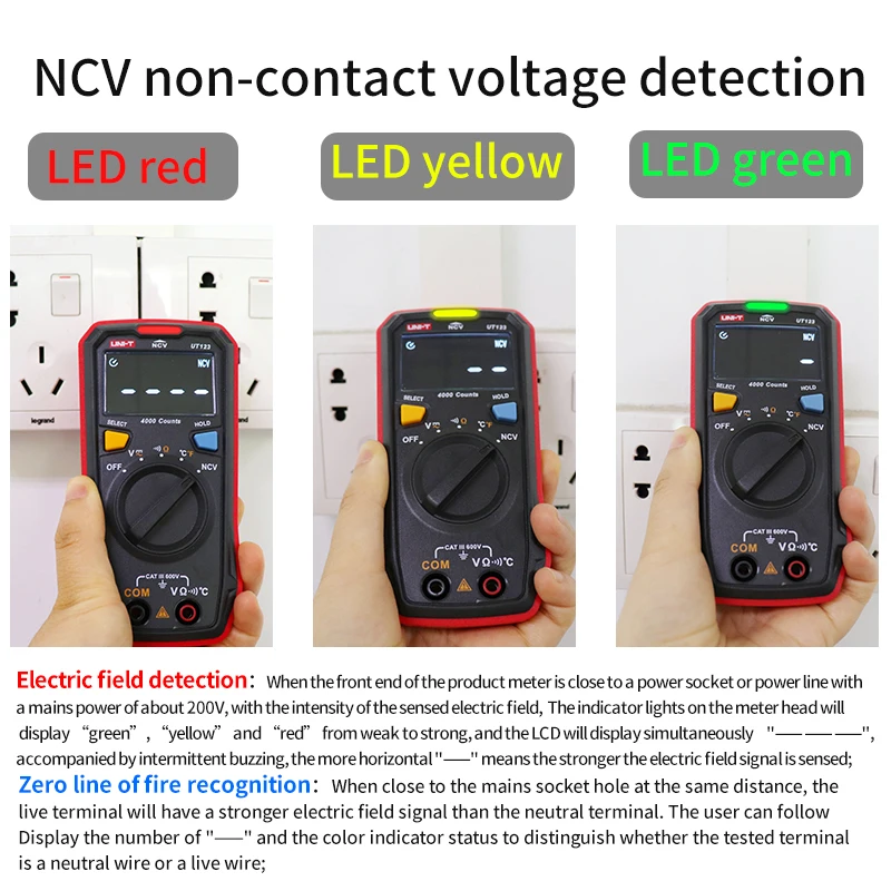 UNI-T UT123 Mini Digital Multimeter Automatic Professional 4000 Counts AC/DC Voltage Meter Current Resistance Temp NCV Tester