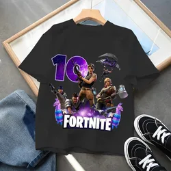 Children's Birthday Number T - Shirt - Summer Cotton Tee for Kids - Short Sleeve Party Top - Toddler Gift (Black - 10)