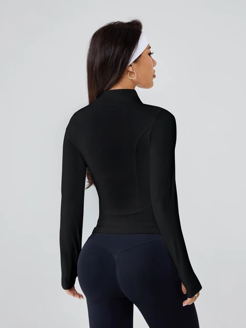 Women's Long-Sleeve Fitted Athletic Jacket for Spring & Fall - Ideal for Running, Gym Workouts & Yoga