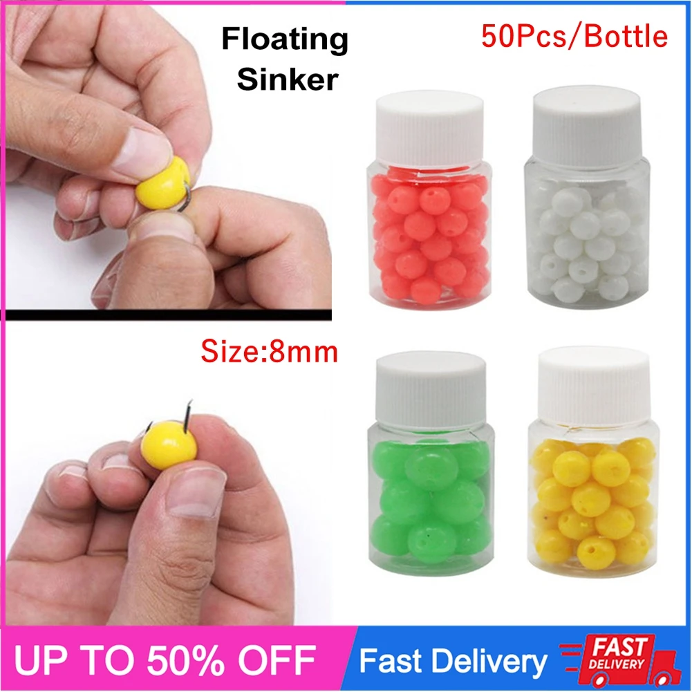 Fishing Lure 50Pcs Round 8mm Fishing Beads Stopper Rig Bait Bead Lures Rigging Carp Tackle Luminous Fishing Float Night Glow Bead Accessories