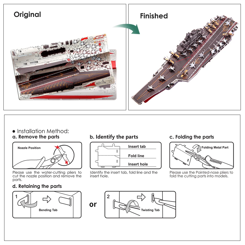 Piececool Model Building Kits PLAN LIAONING CV-16 3D Metal Puzzles Battleship Jigsaw DIY Toys for Teen metcalfe model