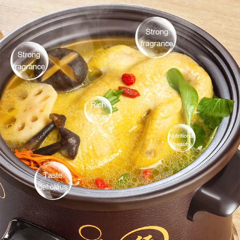 DMWD 1.5L Electric Mini Slow Cooker Stew Soup Porridge Health Pot Time Control Ceramic Baby Food Cooking Machine Meal Steamer EU 3