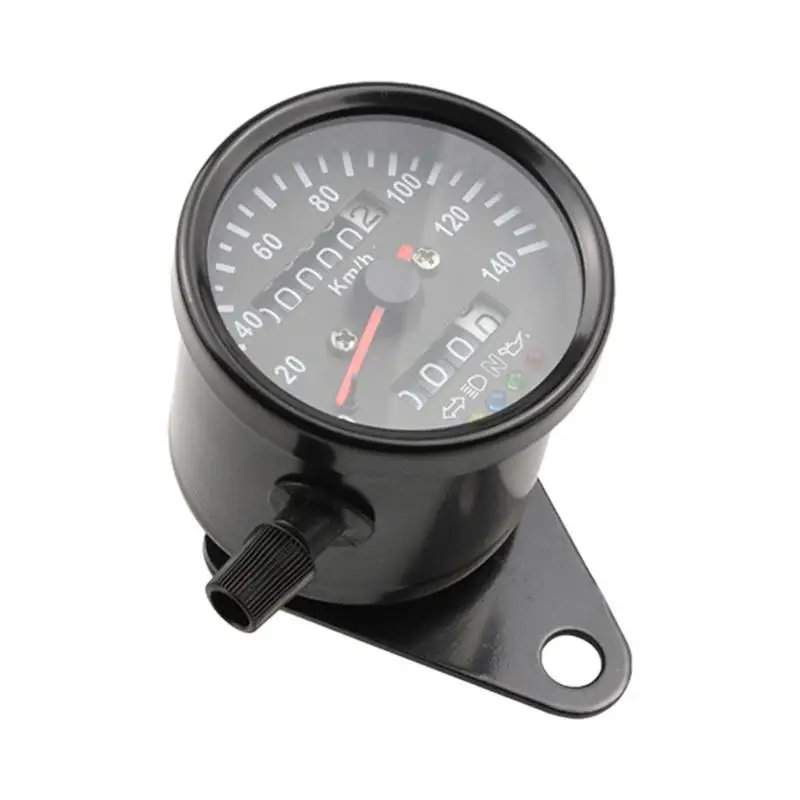 

Motorcycle Speedometer High Definition Tachometer Retro Instrument Black Dual Odometer With Indicator LED Light For Motorbike