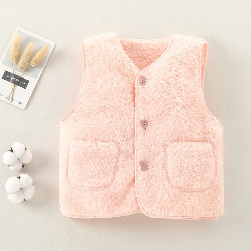 Sleeveless Children Vest Baby Girl Boy Plush Waistcoat Spring Autumn Kids Jacket Soft Children Clothes Thick Outerwear For Kids